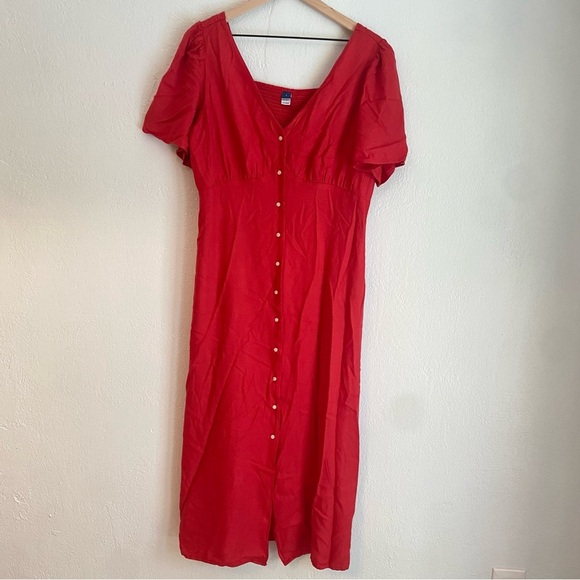 Old‎ Navy Red Puff Sleeve Sundress - Picture 2 of 8